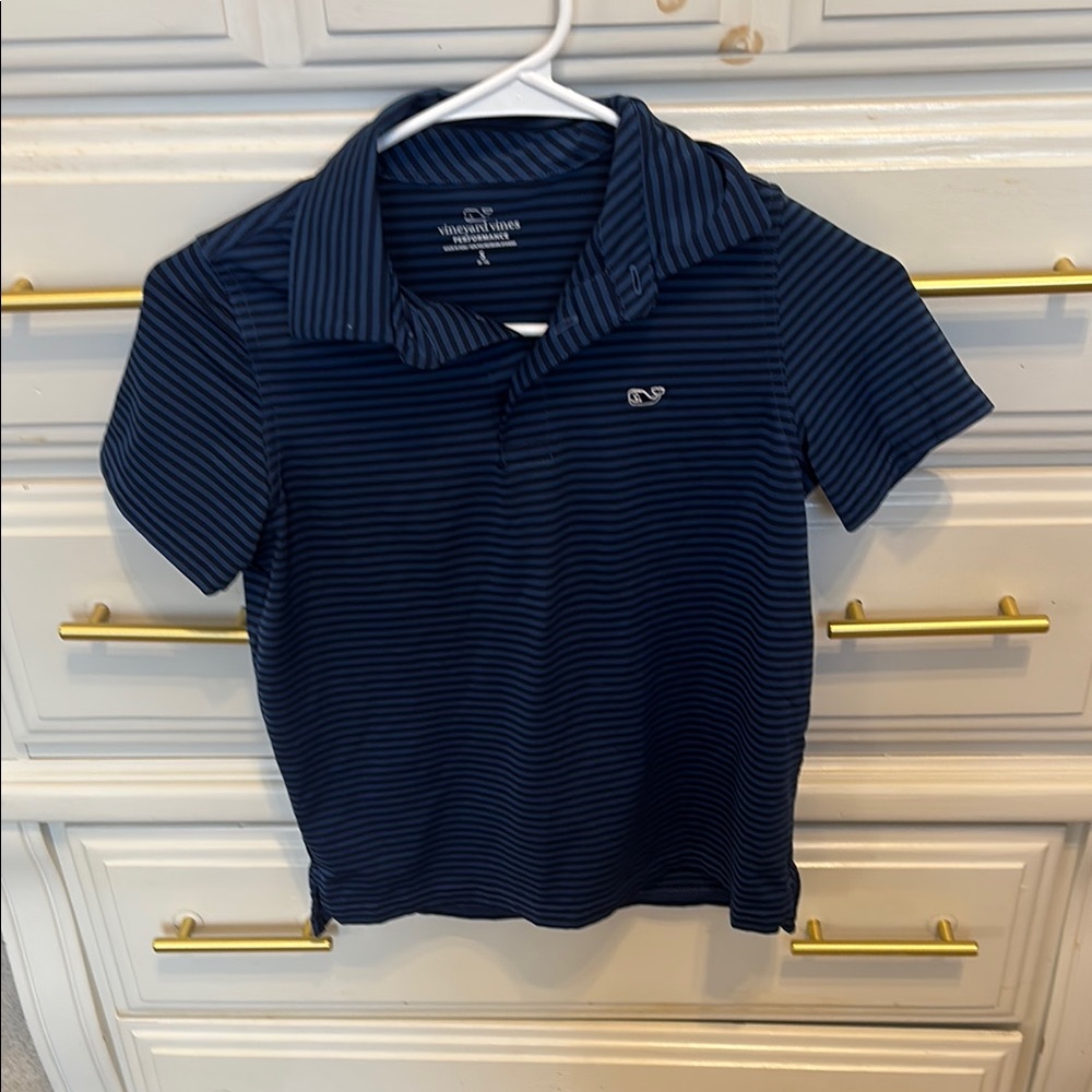 Vineyard Vines Kids Polo in Navy and Black Stripes